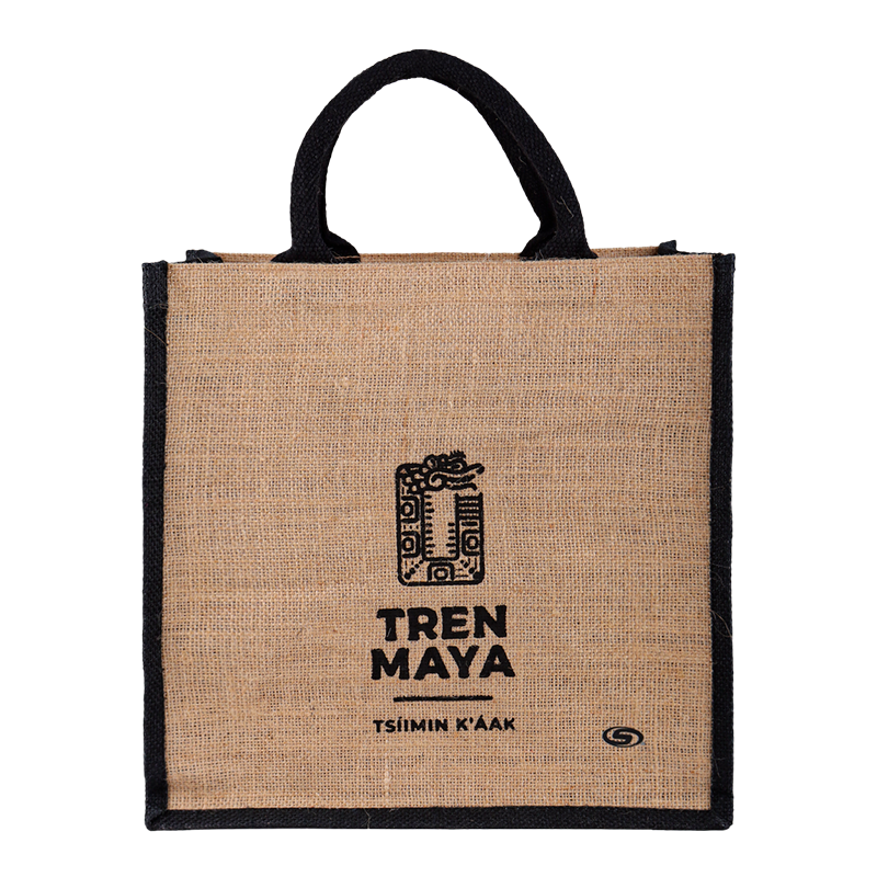 Bolsa Tren Maya De Mano Yute Negra
