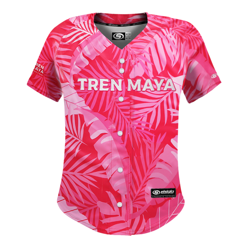 Jersey Tren Maya Rosa Hojas Dama