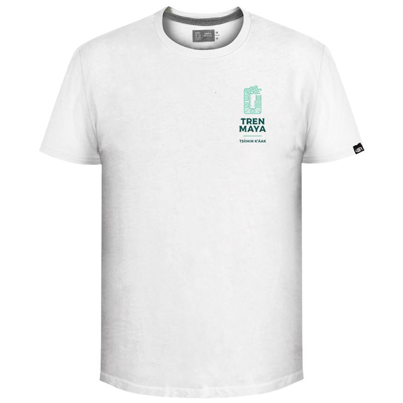 Playera Tren Maya Blanca Pirámide Y Sol Caballero