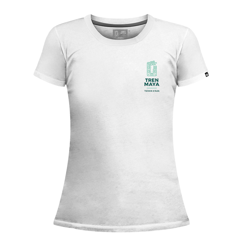 Playera Tren Maya Blanca Pirámide Y Sol Dama