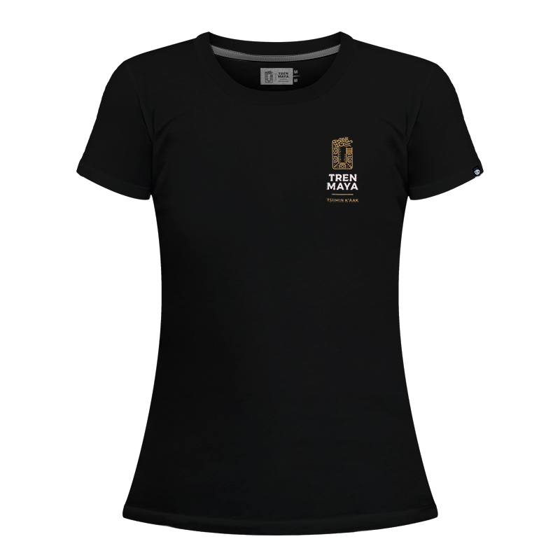Playera Tren Maya Negra Jaguar Dama