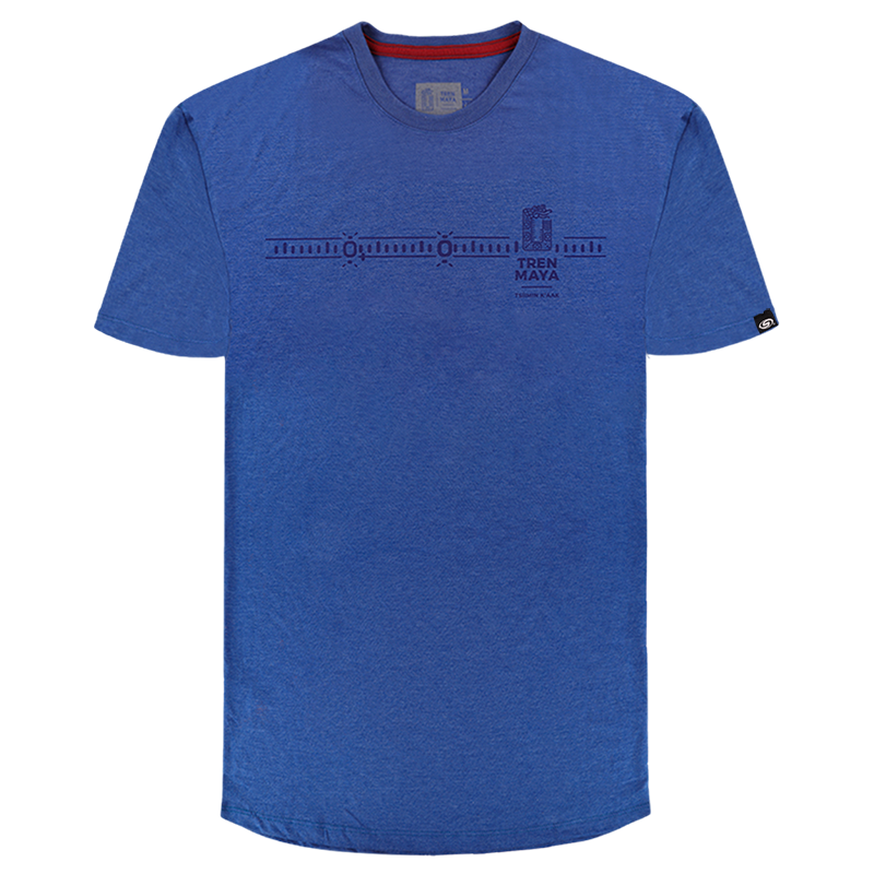 Playera Tren Maya Azul Jaspe Trenes Caballero