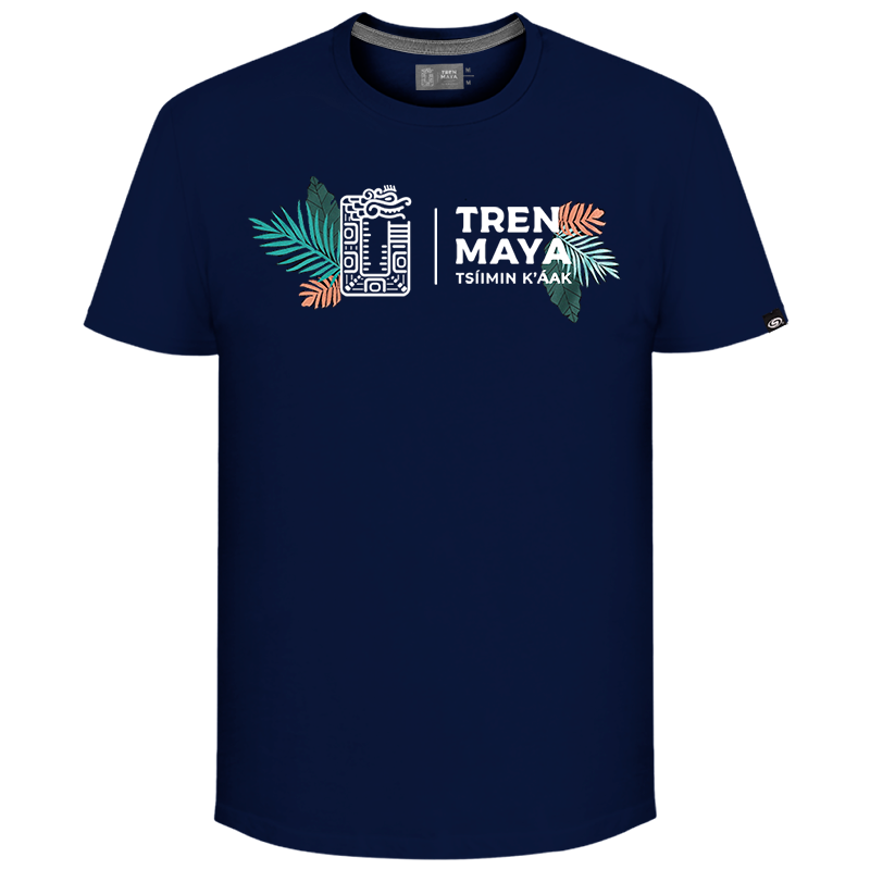 Playera Tren Maya Marino Logo Hojas Caballero
