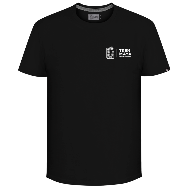 Playera Tren Maya Negro Jaguar Pirámide Caballero