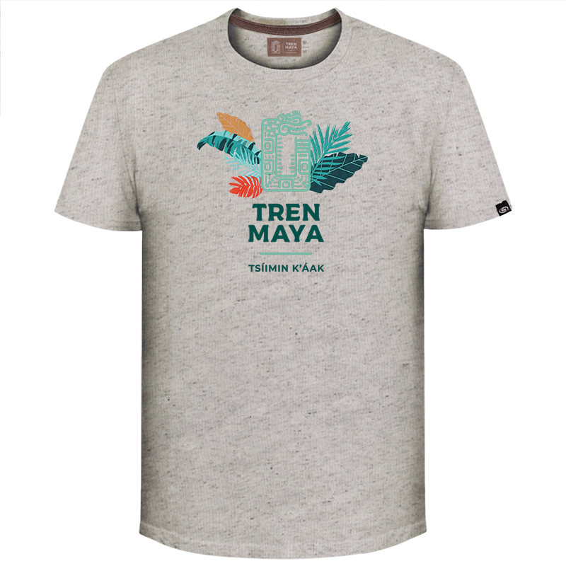 Playera Tren Maya Avena Logo Y Hojas Caballero