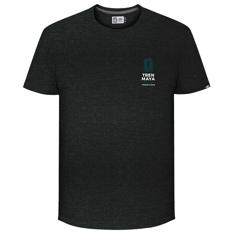 Playera Tren Maya Negro Jaspe Jaguar Caballero