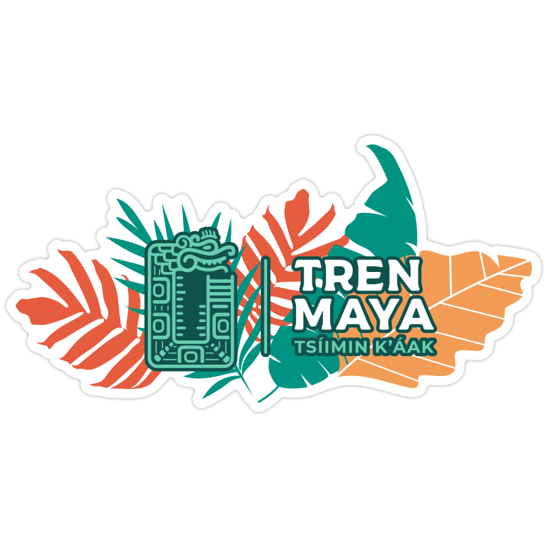 Calcomanía Tren Maya Hojas Logo Verde