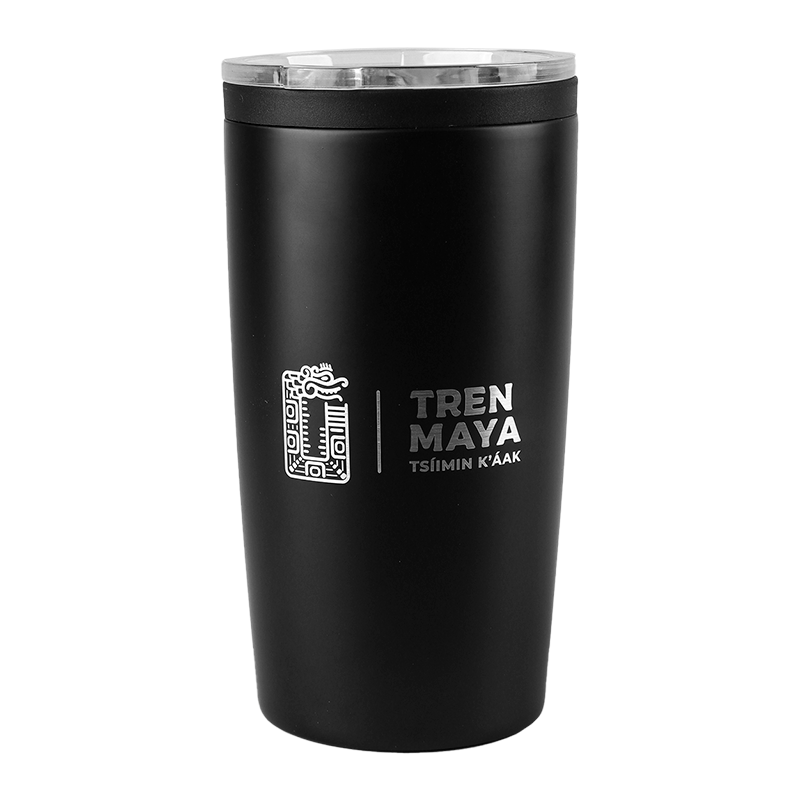 Termo Tren Maya Negro Plástico 540 ML